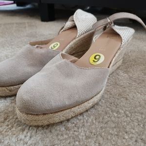 New Taupe Espadrille Wedges